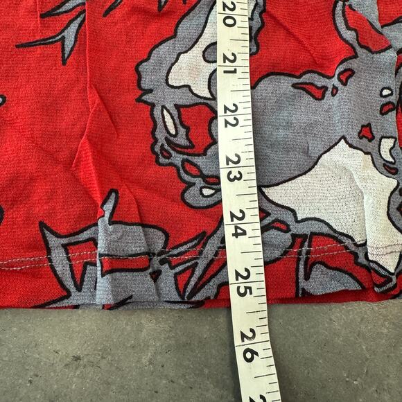 Vintage Y2K Micro Sheer Psychedelic Karen Kane Red Floral Abstract Graphic Tee M - Picture 5 of 5